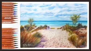 Thumbnail: Step by Step Beach Scene Tutorial in Coloured Pencil