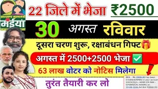 Thumbnail: 30 अगस्त | 22 जिला में 2500✅ maiya yojana 25th installment | maiya samman yojana ka paisa kab milega