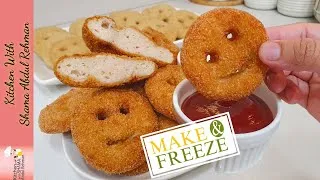 Thumbnail: Easy Crispy Smiley Chicken Nuggets | Make And Freeze Kids Lunchbox Special And Evening Snacks Idea 