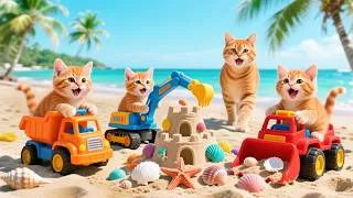 Thumbnail: Ginger Kittens Build Giant Sandcastle with Construction Trucks to Surprise Mama Cat! 🏖️🏗️🐱