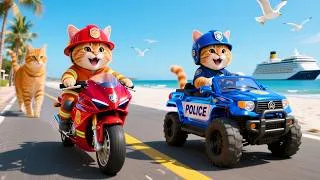 Thumbnail: Ginger Kittens Build Fire Sportbike & Police ATV to Surprise Mama Cat with a Beach Patrol! 🚒🚔