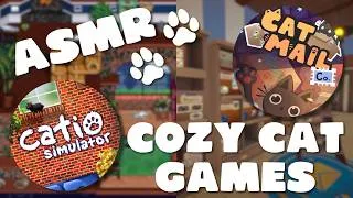 Thumbnail: fall asleep to these cozy CAT SIMULATOR games 🐾 Cat Mail Co & Catio Simulator 🐈‍⬛ ASMR