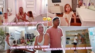 Thumbnail: baby girl gets her first vanity🥲 & redecorating our ice cream shop! day in the life mom of 6