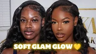 Thumbnail: Easy Soft Glam Makeup Tutorial on Dark Skin ✨ Pop of Color 💛