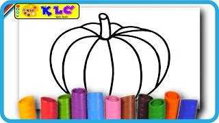 Thumbnail: ( Vegetables ) 🎃 🎨 Pumpkin and BIG Marker Pencil Coloring / Glitter Pumpkin / KLC Kids Table 🎃 🎨