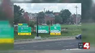 Thumbnail: MoDOT responds after vandals target giant highway signs left on the side of roadway