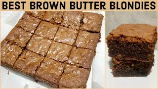 Thumbnail: Brown Butter Blondies | White Chocolate and Toffee Blondie Recipe | Homemade English Toffee Recipe
