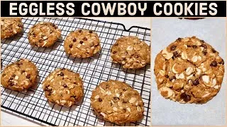 Thumbnail: EGGLESS Oat, Coconut, Almond and Chocolate Cookie Recipe | Cowboy Cookies EASY Recipe
