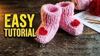 Thumbnail: Quick Knit Baby Girl Booties | Easy Beginner Tutorial
