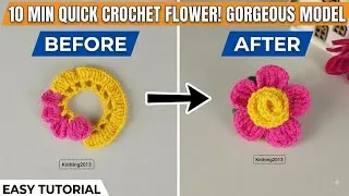 Thumbnail: Make use of your leftover yarn! Crochet 3D Layered Flower Cream #crochet #amigurumi #handmade