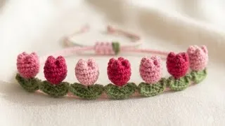 Thumbnail: How to Crochet a Tiny Tulip Flower Bracelet | Easy Beginner-Friendly Tutorial 🌷