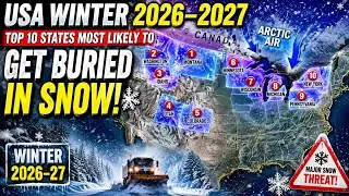 Thumbnail: 🇺🇸 USA Winter 2026–2027: Top 10 States Most Likely to Get Buried in Snow! ❄️