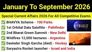 Thumbnail: January To September 2026 Important Current Affairs | Important Current Affairs 2026 For All Exams