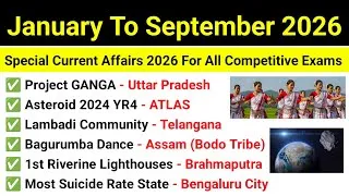 Thumbnail: January To September 2026 Important Current Affairs | Important Current Affairs 2026 For All Exams