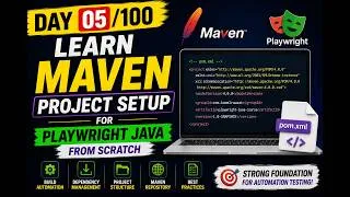 Thumbnail: Day 05/100 | Learn Maven Project Setup for Playwright Java from Scratch