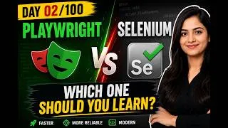 Thumbnail: Day 02/100 | Playwright vs Selenium | Which One Should You Learn in 2026?