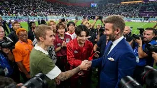Thumbnail: Wow!! Jungkook and BTS surprise David Beckham and Justin Bieber at the World Cup Final
