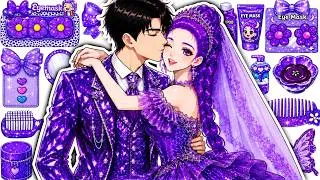 Thumbnail: 💜 Paper DIY💜 KPOP DEMON HUNTERS Purple Couple Rumi x Jinu Glow Up 👑 Skincare + Makeup ASMR💄
