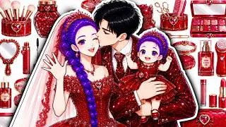 Thumbnail: ❤️ Paper DIY 👑 Ruby Couple Rumi x Jinu Family  Skincare + Makeup Makeover💄 KPOP DEMON HUNTERS