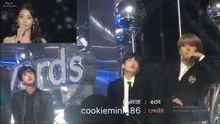 Thumbnail: 171202 BTS(방탄소년단) [Jungkook Jimin  & Jin] reaction to IU(아이유) - Through the Night @2017MMA