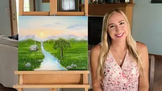 Thumbnail: Oil Painting Time Lapse | Sunset Mountain Landscape | Christian Artist | Cottagecore Artwork