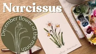 Thumbnail: Watercolor Narcissus - December birth month flower