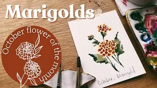 Thumbnail: Watercolor marigold - October birth month flower 
