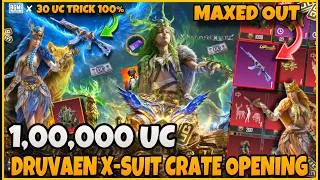 Thumbnail: 🔥1,00,000 UC New Druvaen X-Suit Crate Opening | Max All 3 X-Suits + ACE32 | BGMI