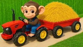 Thumbnail: Monkey Harvests Straw With Tractor And Feeds Cows   Monkey Farm Kuhu Toon