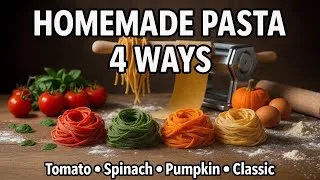 Thumbnail: Homemade Pasta Tutorial, 4 Ways; Tomato, Spinach, Pumpkin, and Classic