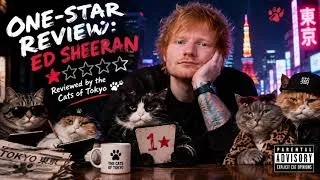 Thumbnail: ONE-STAR REVIEW : ED SHEERAN / KATSEYE : Reviewed by the Cats of Tokyo (AI)