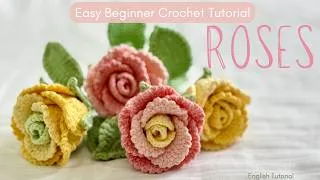 Thumbnail: 🌹 Easy Beginner Crochet Roses | Step-by-Step Tutorial for Beginners | English Audio