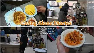 Thumbnail: Living Alone Diaries 🌿| my morning routine, what I eat in a day, brunch + dinner