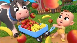 Thumbnail: Cow Likes to Eat Apples and Bananas! 🐮 | Lalafun Nursery Rhymes & Kids Songs