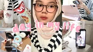 Thumbnail: DAY IN MY LIFE *realistic day as a creator*👩🏻‍💻💭: breakfast, work, cafe hopping, groceries🛒🎀✨