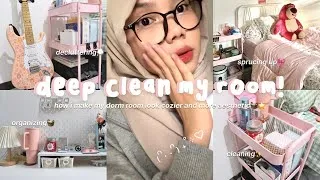Thumbnail: deep clean my room🧺✨: organizing, decluttering, and sprucing up my dorm room to make it look cozier⟡