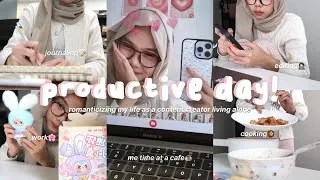 Thumbnail: productive day in my life🧸🎀: morning run, work, cooking, journaling, me time *living alone*👩🏻‍💻🎧💭