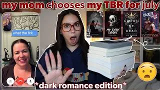 Thumbnail: my mom chooses my TBR for July 🥀⛓️🔪 | dark romance edition!