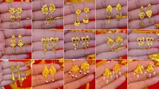 Thumbnail: Gold earrings designs with weight and price /gold earrings designs daily wear/ Kaner top design/ 