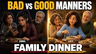 Thumbnail: Good vs Bad Manners at Family Dinner | Slow English Story (A2)