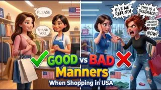 Thumbnail: Good vs Bad Manners at a Shopping Mall | Slow English Story (A2)
