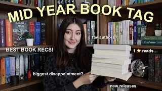 Thumbnail: MID YEAR BOOK TAG 🗓️🌟 favorite books, favorite authors, new book releases, tbr, and more!