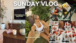 Thumbnail: SUNDAY VLOG! (farmer's market, grocery haul, & rearranging my living room)