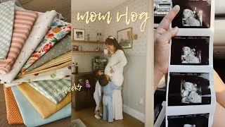 Thumbnail: MOM VLOG: solo shopping, new wallpaper, sewing a baby quilt, 5d ultrasound + 32 weeks pregnant