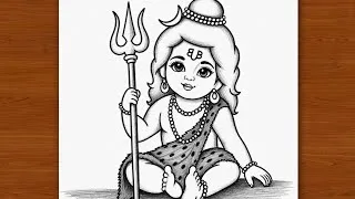 Thumbnail: Shiva drawing | shiva outline pencil drawing | Mahadevi drawing | Chitra | God drawing | art