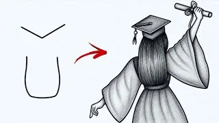 Thumbnail: Turn v and U  into Girl drawing | Girl drawing easy l easy drawing for beginners Pencil sketch 