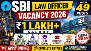 Thumbnail: 🚨 SBI Law Vacancy 2026 | Assistant Manager (Law) & Deputy Manager (Law) | 49 Posts #sbi #lawofficer