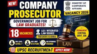 Thumbnail: 🚨 UPSC Company Prosecutor Recruitment 2026 | 18 Posts | Freshers Job #upsc #mca #freshersjobs #law