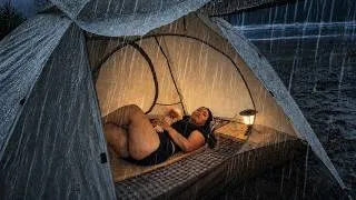 Thumbnail: SOLO CAMPING IN HEAVY RAIN ☔| | Cozy Tent & Relaxing RainSounds ASMR