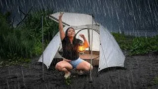 Thumbnail: SOLO  CAMPING IN HEAVY RAIN☔ | | ENJOYING BAD WEATHER & OUTDOOR COOKING ( ASMR )
